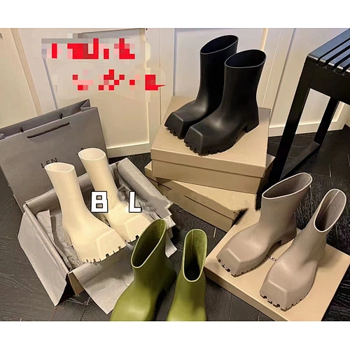 DEleventh B Shoes square toe rain boots women 2022 summer new knee high boots thick soles waterproof non-slip designer shoes