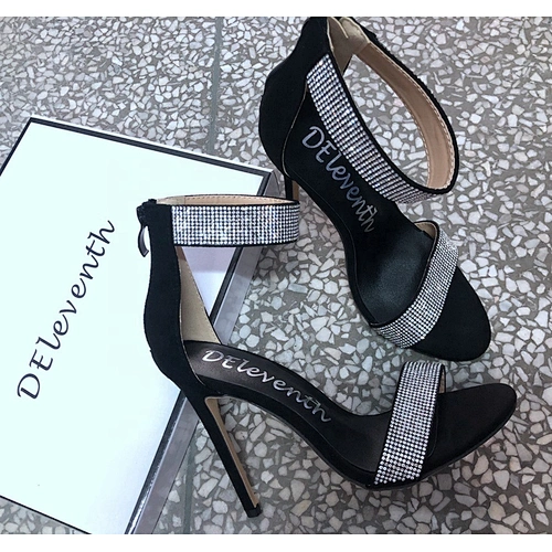 B749  DEleventh Shoes Woman Fashion high heels Sandals Rhinestone party Stiletto ladies heel shoes Wedding ladies summer sandals