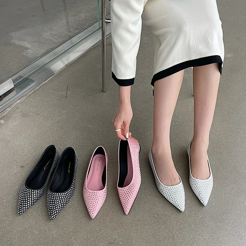 DEleventh Shoes M8-2 Casual women shoes shinning rhinestone decoration pink shoes for ladies custom slip on flat mules stock