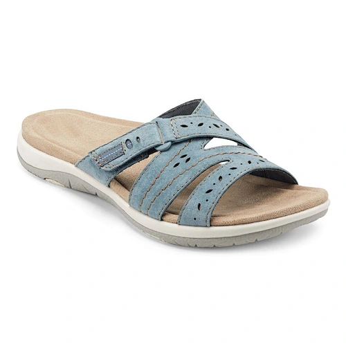 DEleventh brand women summer casual slippers round peep toe lady flat mules magic tape female slides sandals