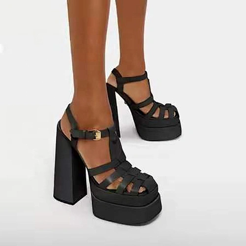 115066 DEleventh Shoes women heels 2022 New Arrivals Luxury Satin Block heels Custom Quality Chunky Platform High heels trendy