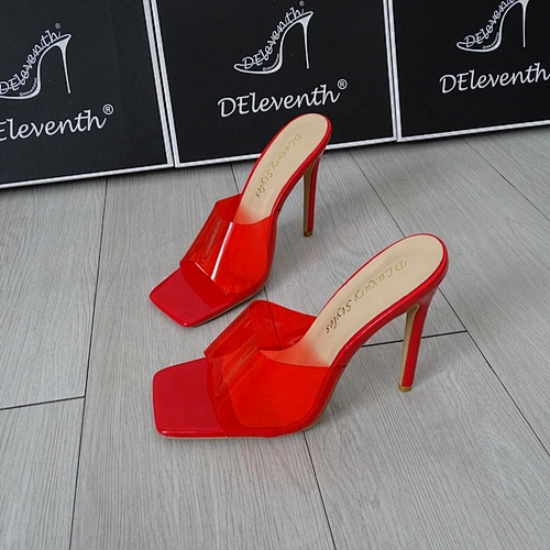 DEleventh shoes  new brand flip flops ladies summer sandals 43 large size square toe womensexy shoes heels lady slippers stocks