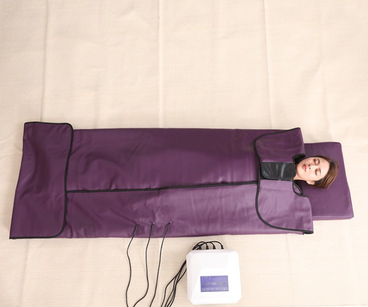 2022 new design 3 zone professional detox far infrared sauna blanket with photon led light
