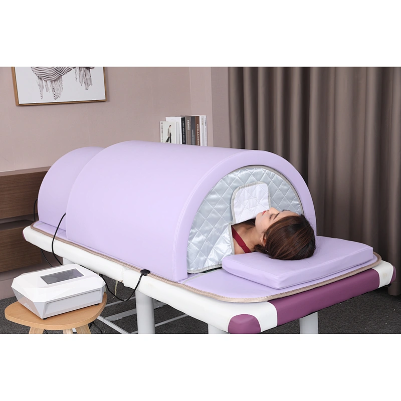 2021 new design purple far infrared low emf led light therapy tourmaline stones sauna dome