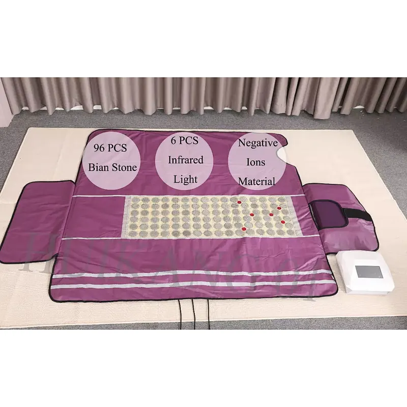 2021 new design professional salon 3 zones 96pcs bian stone purple infrared sauna blanket