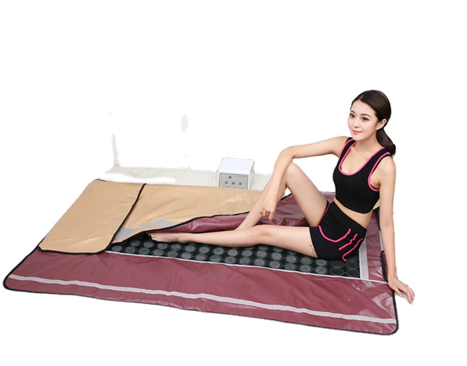 Golden Luxury 3 Heating Zones Portable Infrared Sauna Blanket With Bian Stone negative ions For Body Weight Loss and Detox