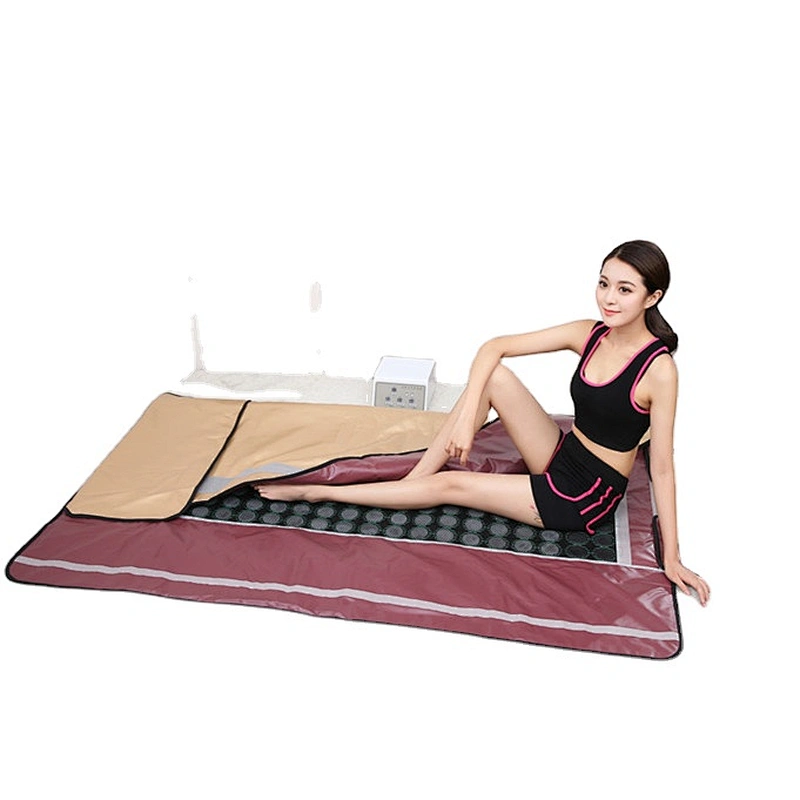 Golden Luxury 3 Heating Zones Portable Infrared Sauna Blanket With Bian Stone negative ions For Body Weight Loss and Detox