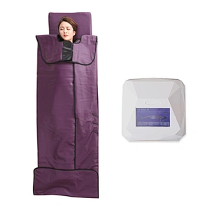 Touch Screen 3 Heating Zones Portable Low EMF Bian Stones Bring Photon Led Light Infrared Sauna Blanket Wrap