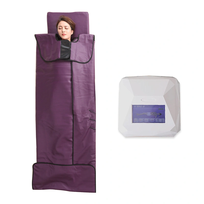 Touch Screen 3 Heating Zones Portable Low EMF Bian Stones Bring Photon Led Light Infrared Sauna Blanket Wrap