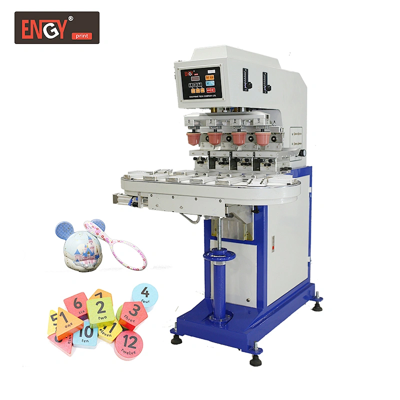 4-colors conveyor tampo print silicone pad printing machine/tampography with sealed ink cup system