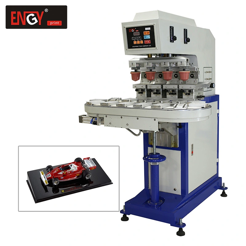 4-colors conveyor tampo print silicone pad printing machine/tampography with sealed ink cup system