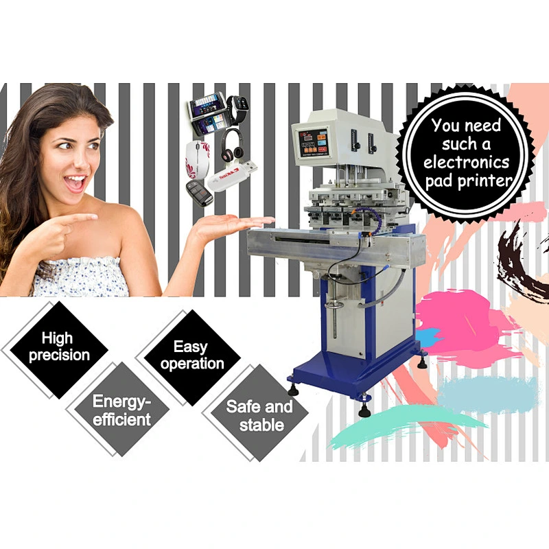 2 color Pad Printer with conveyor for Cosmetic Colored Contact Lenses, machines for printing logos