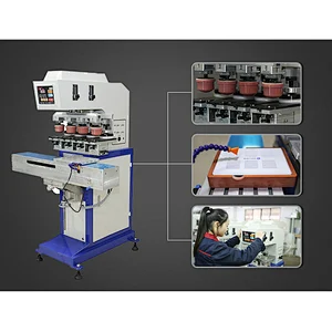 4 Color Ink Cup new Pad Printer / Pad Printing Machine with Conveyor