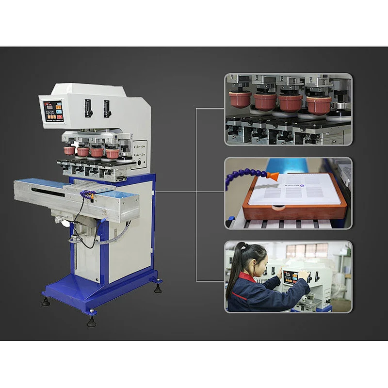 4 Color Ink Cup new Pad Printer / Pad Printing Machine with Conveyor