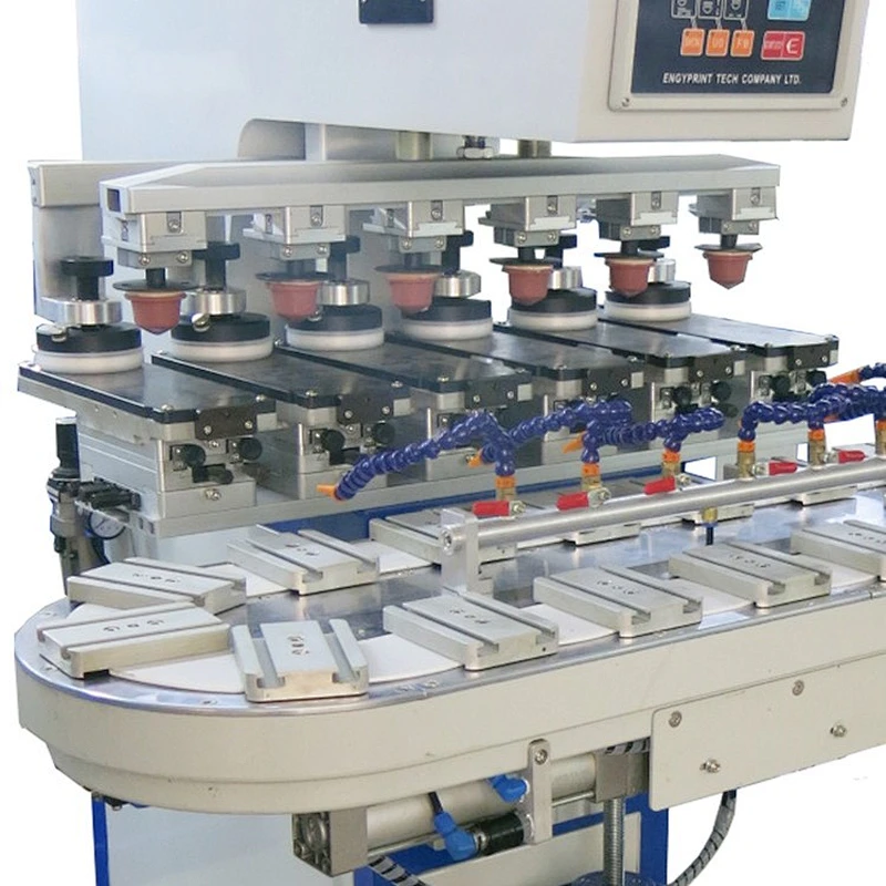 Dongguan 6 Colours Sealed Cup Plastic Bottle Cup Pad Printing Machine for CD with Conveyer