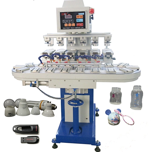 Multi Six Colour Convey Worktable Inkwell Pad Printing Machine