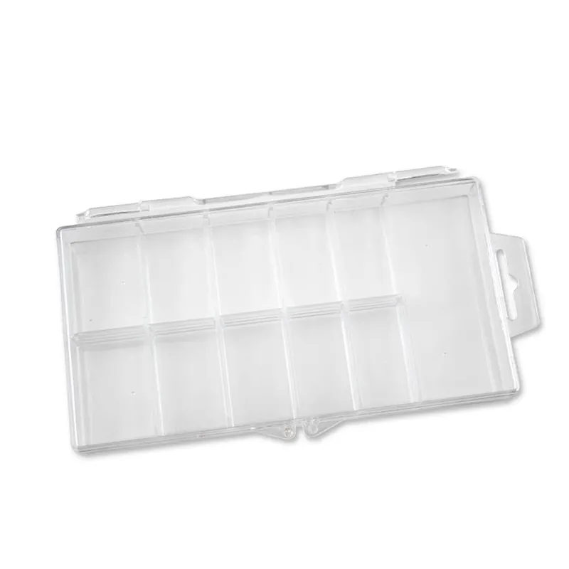 Manicure Plastic Transparent Storage 11 Department Grids Box 100 Pcs Tips Box