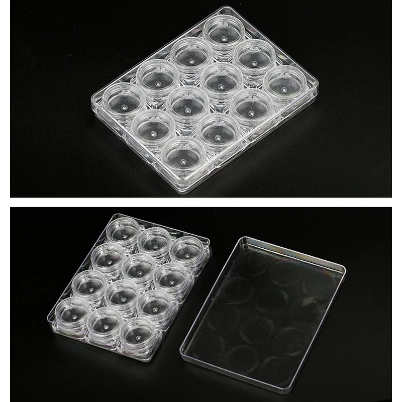 Nailprof hot sale 12pcs nail container epmty box jar for glitter powder acrylic powder