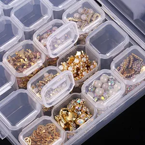 Hot Selling Cndy Color 28 Plastic Mini Detachable Grids Nail Accessories Storage Box