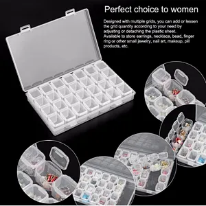 Hot Selling Cndy Color 28 Plastic Mini Detachable Grids Nail Accessories Storage Box