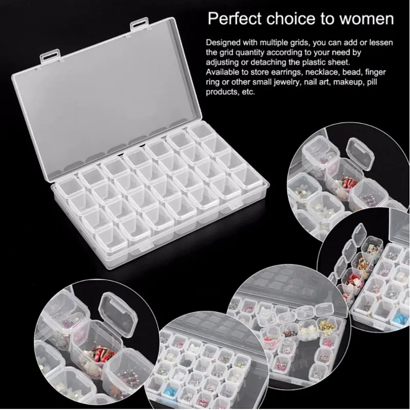 Hot Selling Cndy Color 28 Plastic Mini Detachable Grids Nail Accessories Storage Box