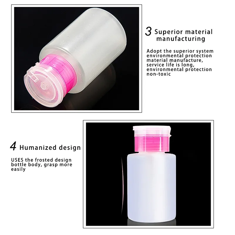 Nail polish remover bottle clear makeup remover pump bottles