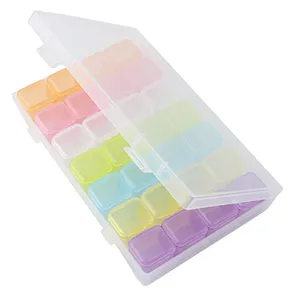Hot Selling Cndy Color 28 Plastic Mini Detachable Grids Nail Accessories Storage Box