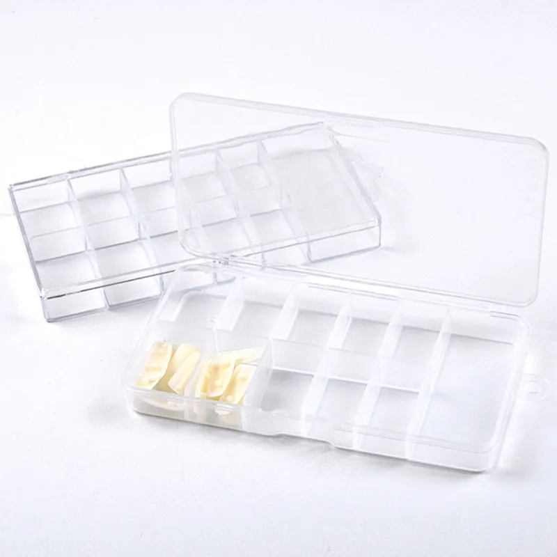 Manicure Plastic Transparent Storage 11 Department Grids Box 100 Pcs Tips Box