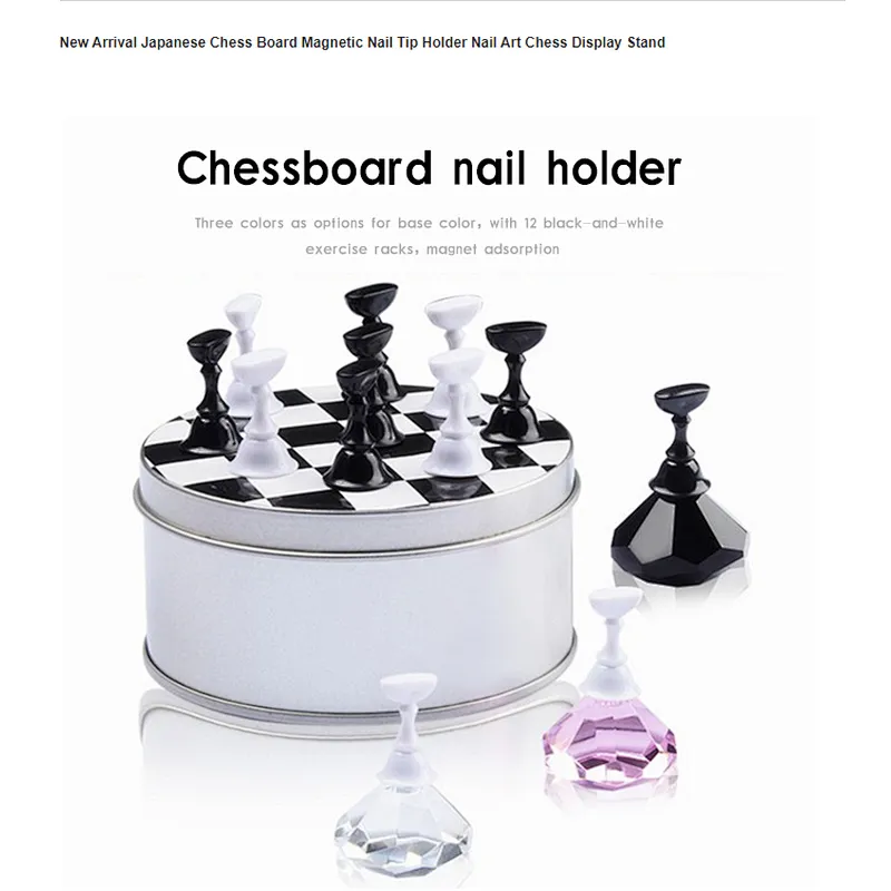 Japanese Chess Board Magnetic Crystal Nail Tip Practice Display Stand Set