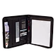 Zippered Leather Business Portfolio Padfolio with Professional Dark Brown PU Leather Portfolio Binder & Calculator