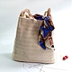 2019 New Style Canvas Chevron Print Designer Seagrass round straw beach bag with scarf fittings