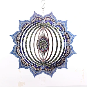 Amzon hotsale 12Inch Mandala Colorful Painting Stainless Steel 3D Wind Spinner