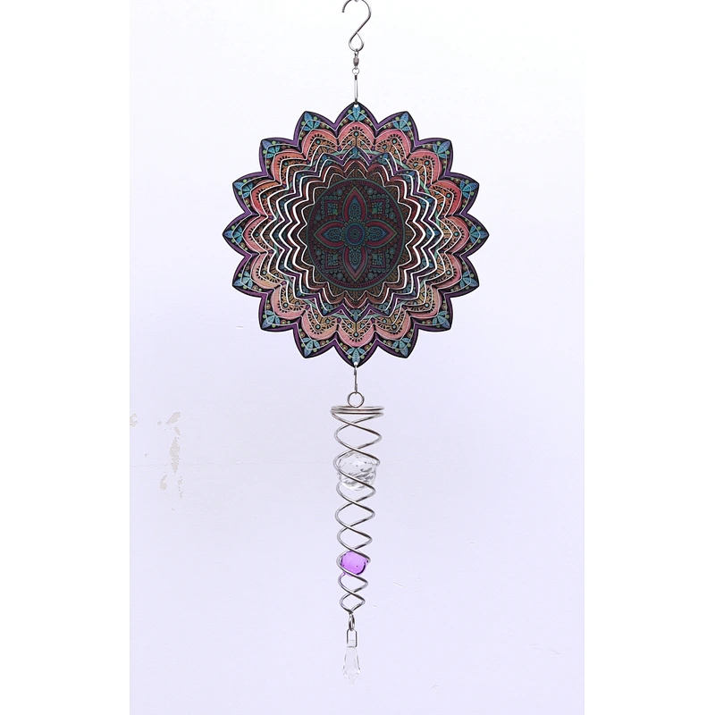 Gorgeous 3D Mandala Wind Spinner With Tail Spiral For Garden Decoration