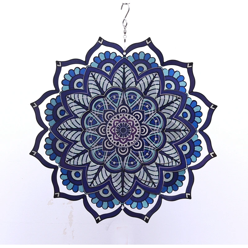 Amazon Hotsale Mandala Stainless Steel Wind Spinner For Garden Decoration