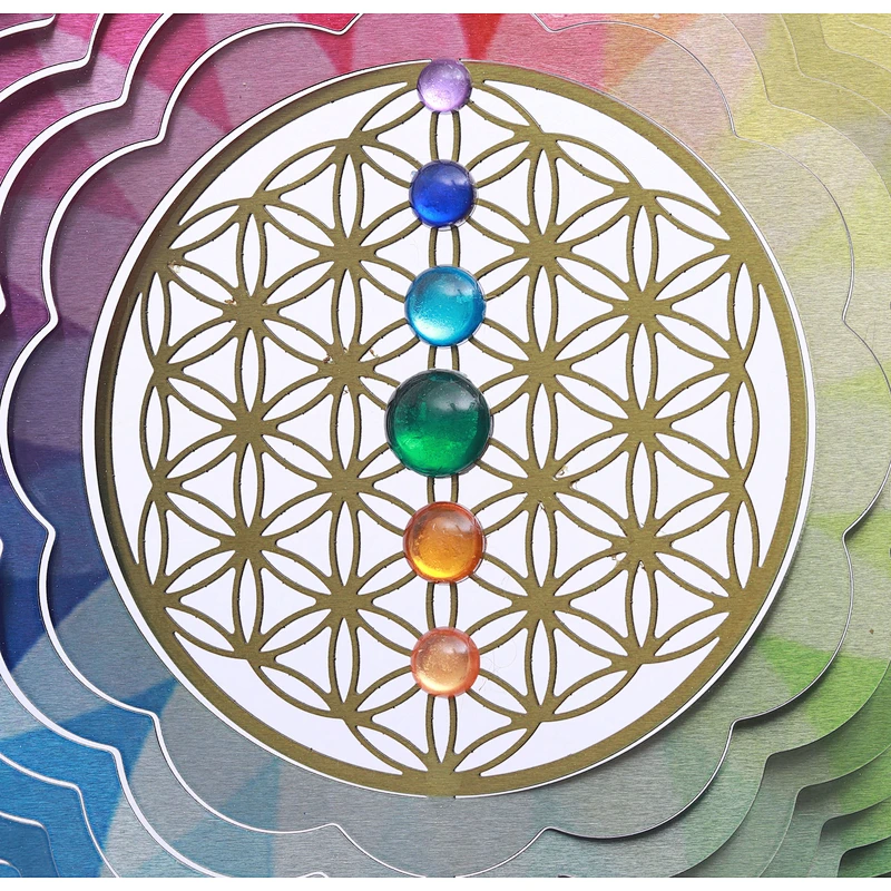 Stainless Steel Laser-cut Rainbow Wind Spinner  For Garden Hanging Decoration