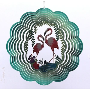 Flamingo Stainless Steel 3D Wind Spinner For Home Garden Decoration