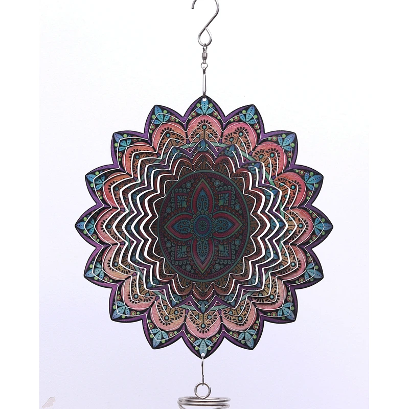 Gorgeous 3D Mandala Wind Spinner With Tail Spiral For Garden Decoration