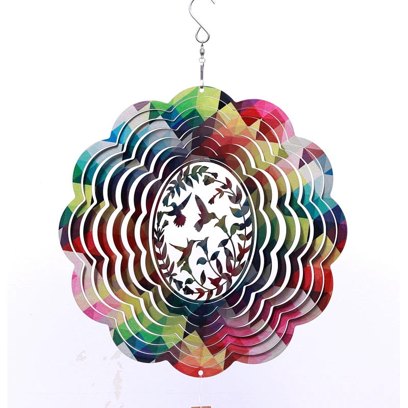 Hotsale Hummingbird Stainless Steel Wind Spinner For Garden Decoration Christmas Gifts