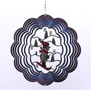 Christmas Snowman Laser Cut Stainless Steel 3D Wind Spinner For Home Garden Decoration