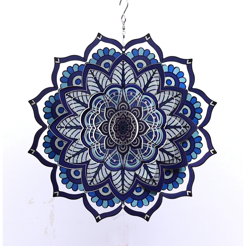 Amazon Hotsale Mandala Stainless Steel Wind Spinner For Garden Decoration