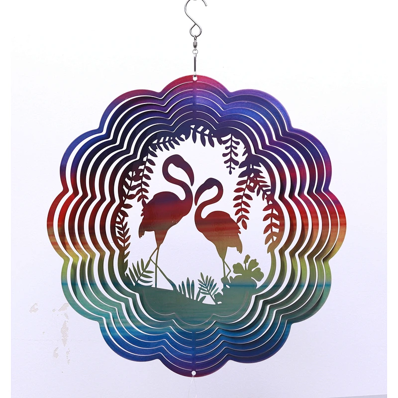 Flamingo Stainless Steel 3D Wind Spinner For Home Garden Decoration