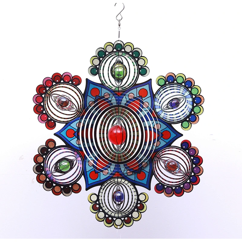 Flower Of Life Wind Spinner With Sun Catcher