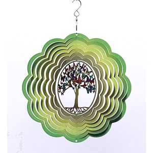 Gorgeous Tree Of Life Stainless Steel Wind Spinner For Garden Hanging Decoration