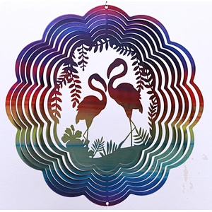 Flamingo Stainless Steel 3D Wind Spinner For Home Garden Decoration