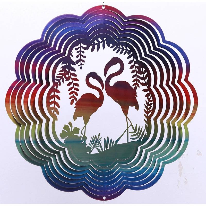 Flamingo Stainless Steel 3D Wind Spinner For Home Garden Decoration