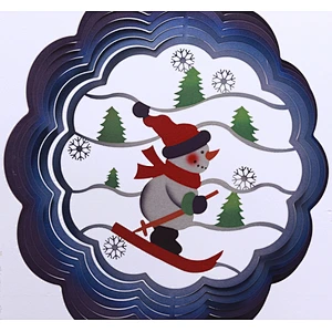 Christmas Snowman Laser Cut Stainless Steel 3D Wind Spinner For Home Garden Decoration