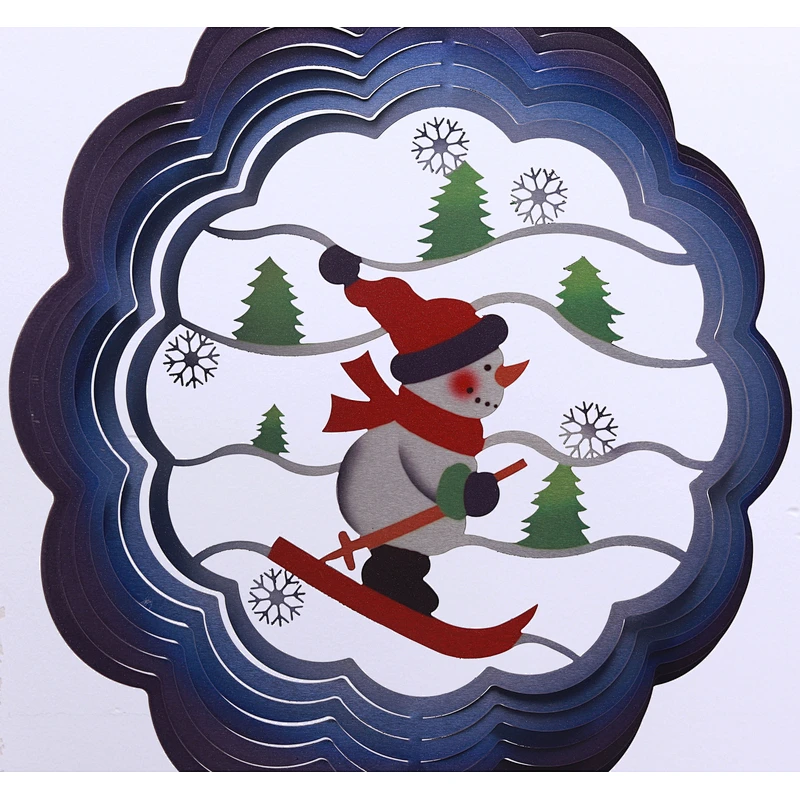 Christmas Snowman Laser Cut Stainless Steel 3D Wind Spinner For Home Garden Decoration