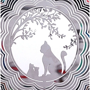 8Inch Pondering Cat Stainless Steel 3D Wind Spinner With Mirror Surface