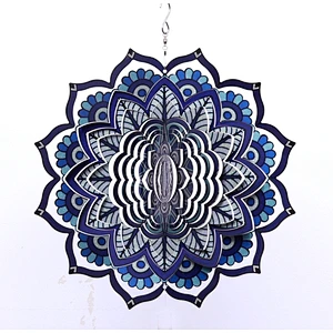 Amazon Hotsale Mandala Stainless Steel Wind Spinner For Garden Decoration