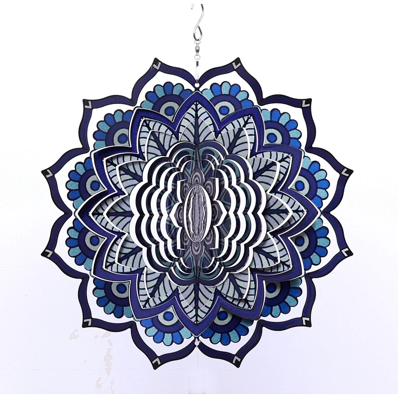 Amazon Hotsale Mandala Stainless Steel Wind Spinner For Garden Decoration